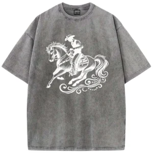 Cowboy Rider Horse Washed Tshirts