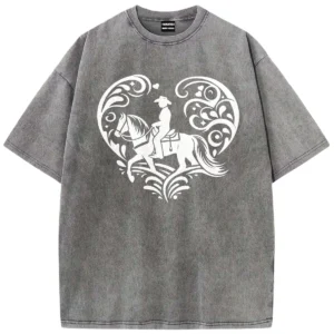 Cowboy Rider Loves Horse Washed Tshirts