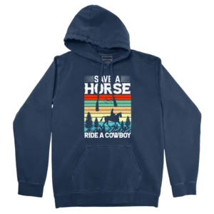 Save A Horse Ride A Cowboy Pullover Hoodie - Navy
