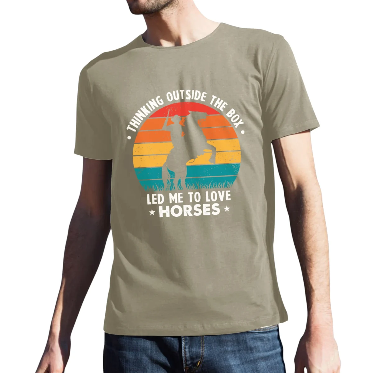 Thingking Outside The Box Led Me To Love Horses Unisex Comfort Colors T-shirts – Sand