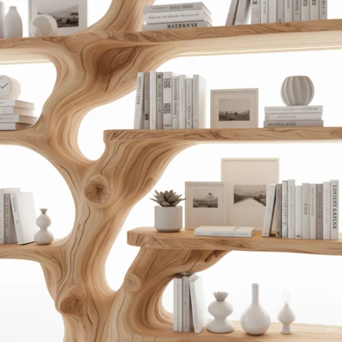 Rustic Live Edge Floating Wood Shelf, Nature-Inspired Wall Mounted Bookcase & Home Decor Gift2