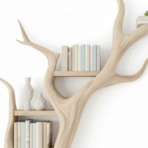 Tree-Shaped TV Stand & Bookshelf Unit Handcrafted Solid Wood Wall Display2