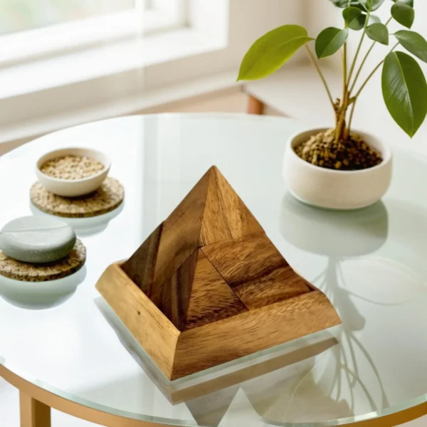 Elegant 5-Piece Wooden Pyramid Puzzle