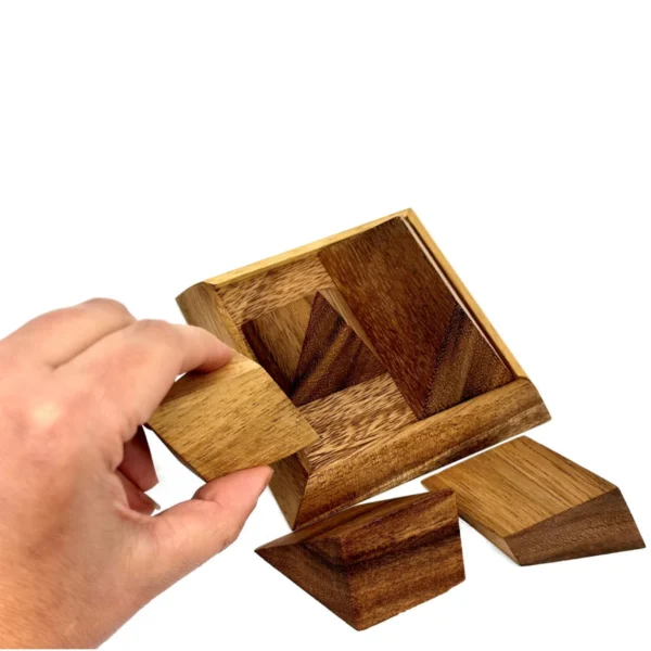 Elegant 5-Piece Wooden Pyramid Puzzle